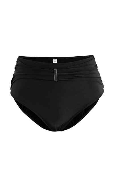 Trendyol Curve Μαύρο ψηλόμεσο μπικίνι σε μεγάλο μέγεθος με χρυσά αξεσουάρ TBB...