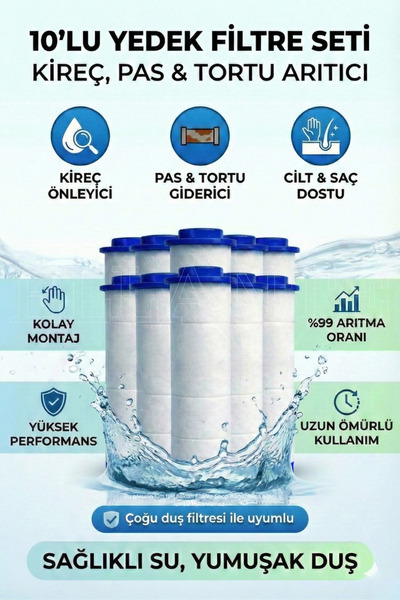 ellante 10 ADET DUŞ BAŞLIĞI FİLTRESİ- KİREÇ PAS TORTU ENGELLEYİCİ FİLTRE