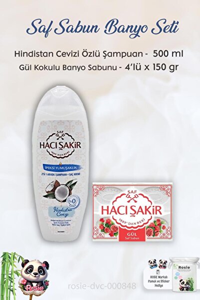 Hacı Şakir Coconut Shampoo - Rose Scented Bath Soap 500 ml and ROSIE