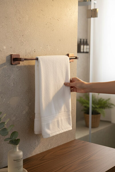 İSAOĞLU YAPI Mat Bakır Havluluk Bronz Uzun Havluluk Banyo Havluluğu Pirinç Ma...