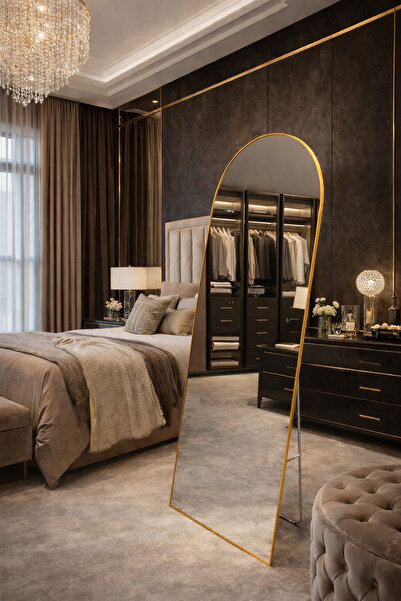 CLNK GOLD Metal Çerçeveli 180x60 Hafif Tasarım Kırılıma karşıtı Ayaklı Boy Ay...