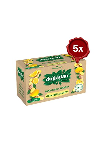 Doğadan شاي أعشاب الزنجبيل بالليمون - 20 قطعة × 5 قطع