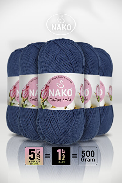NAKO Cotton Lüx - 97562 Dark Blue - 5-Pack - 100Gr/330M - Cotton Cardigan Ves...
