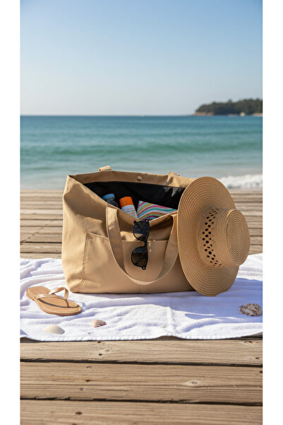 Simfa حقيبة شاطئ مبطنة ملونة فاخرة للنساء / حقيبة كتف / حقيبة كاجوال (4 جيوب)