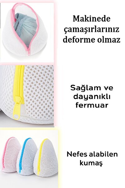 Ferzin 3 Adet Lüks Dayanıklı, Fermuarlı Sütyen / İç Çamaşır Yıkama Filesi Seti