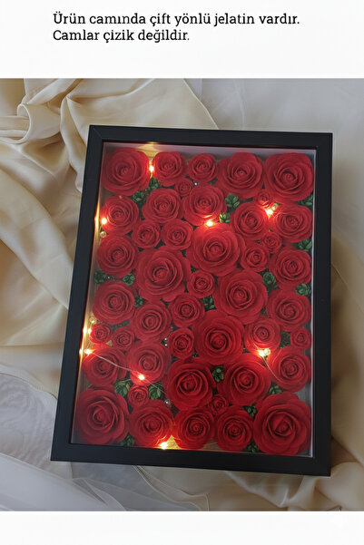 Verda Çerçeve 30x40 Cm Ledli Derin Tasarım Gül Kutusu Anı Çerçevesi! Ayna Çer...