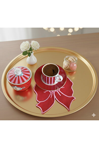 İNCİ ÇEYİZ 6 قطع من قماش الكتان المطرز بنمط القوس ومنديل الكوكتيل وقاعدة الأك...