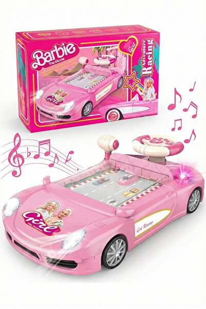 REZZOSS سيارة سباق للبنات من باربي أدفنتشر، وردية اللون، مزودة بلوحة قيادة مح...
