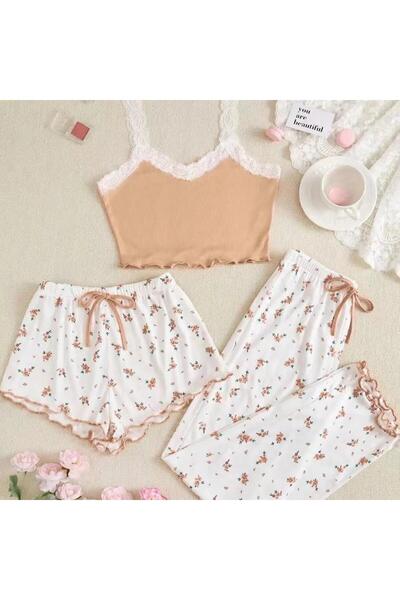 LaFont بجامة طقم نسائي انيق ومريح للاستخدام اليومي يبرز انوثتك مكون من 3 قطع