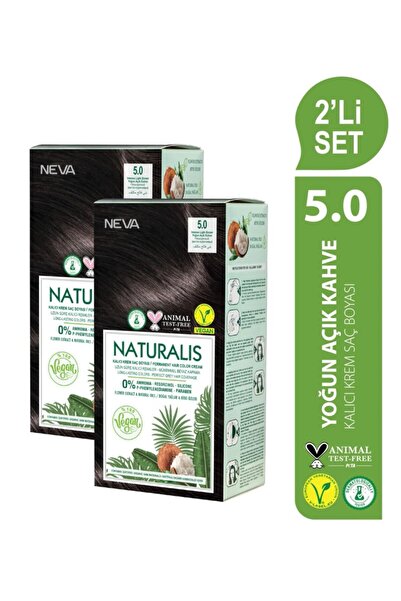 NEVA NATURALIS Amonyaksız 2'Lİ SET 5.0 YOĞUN AÇIK KAHVE Kalıcı Krem Saç Boyas...