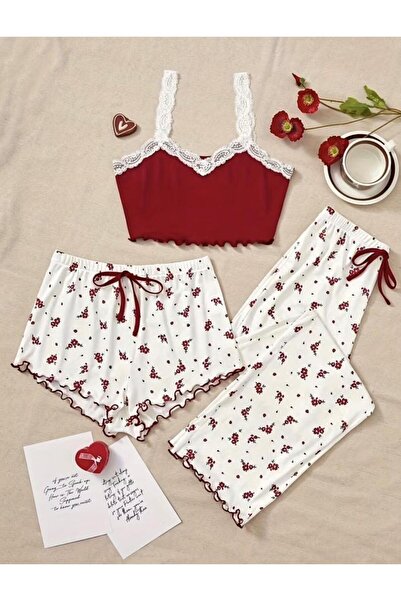 LaFont بجامة طقم نسائي انيق ومريح للاستخدام اليومي يبرز انوثتك مكون 3قطع