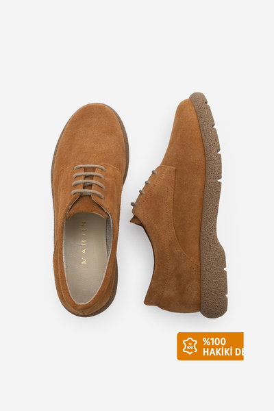 Marjin Dámské boty Oxford z pravé kůže Šněrovací boty pro volný čas Allen Suede