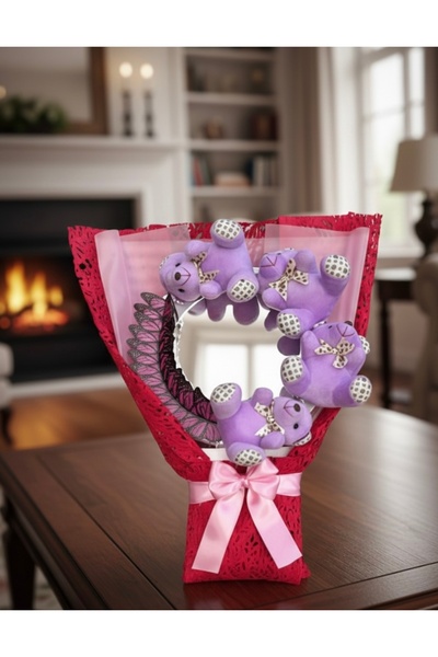 Joyvera Aynalı Buket - Sevgiliye Hediye - Ayıcıklı Buket - Kelebekli Buket - ...