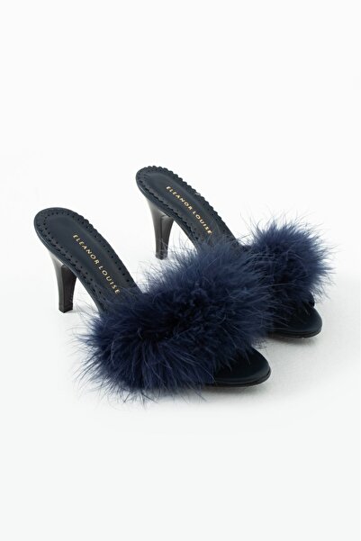 Eleanor Louise Satin Heeled Furry Bridal Slippers