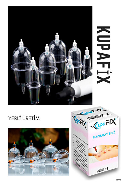 KUPAFİX 12 Li Hacamat Seti, Kupa Ve Pompası, Hacamat Yeni Seri