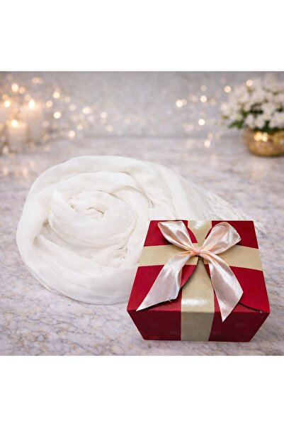 velve Esarfa tip sal, din material subtire cu casmir, in cutie cadou, Alb, 17...