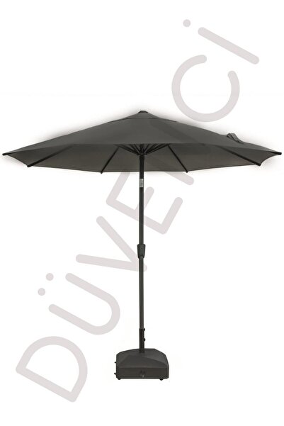 Düvenci Yuvarlak Güneş Şemsiyesi Alubrella Antrasit Renk 250 CM Çap, BİDONLU