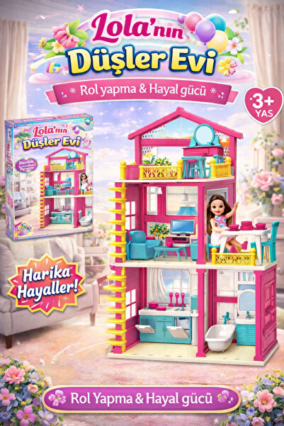 Sayıcı Kids Lola’nın Düşler Evi – Bebek & Renkli Mobilyalı Oyuncak Evi, 3+ Ya...