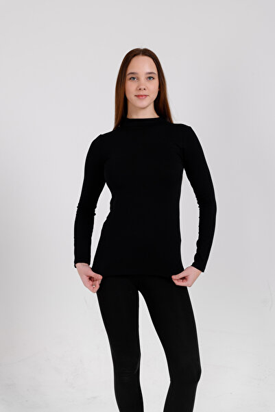 markatrend Kadın Uzun Kollu Yarım Balıkçı Likralı Penye Badi