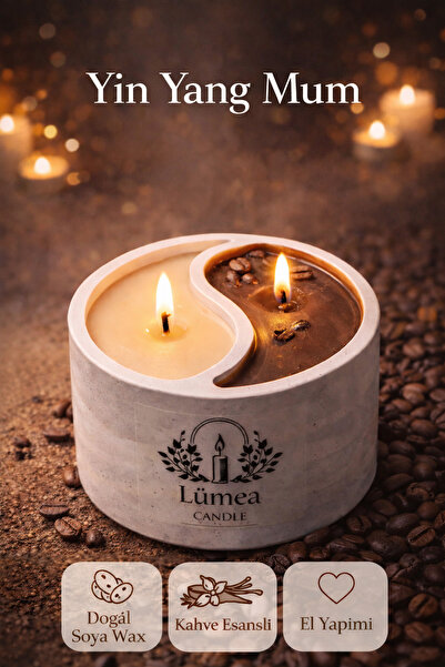 Lúmea Candle Kahve Aromalı Yin Yang Taş Tozu Mum | El Yapımı Dekoratif Tasarım