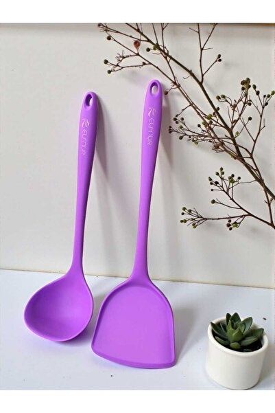 elfnur 2 Piece Hard Tip Heat Resistant Fireproof Non-Stick Silicone Spatula L...