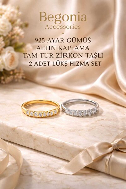 Begonia Accessories 925 Ayar Gümüş Altın Kaplama TamTur Minimal Zirkon Taşlı ...