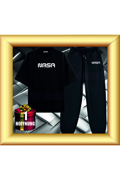 HOFFNUNG Unisex Casual Short Sleeve Set with Nasa Print Outdoor Spring/Summer...