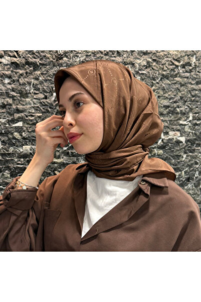 Vakko Pamuk İpek Eşarp - Hologram - Koyu Kahve