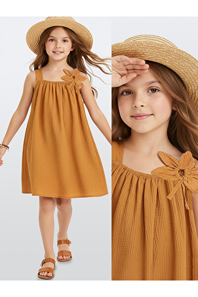 Denokids Φόρεμα για κορίτσια με λουλούδια μουσταρδί κίτρινο Άνοιξη Καλοκαίρι ...