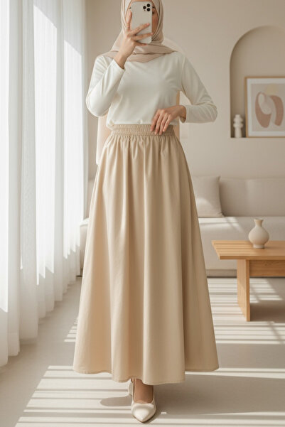 HİJABAYA Φούστα με διπλή τσέπη από ποπλίνα με ελαστική μέση