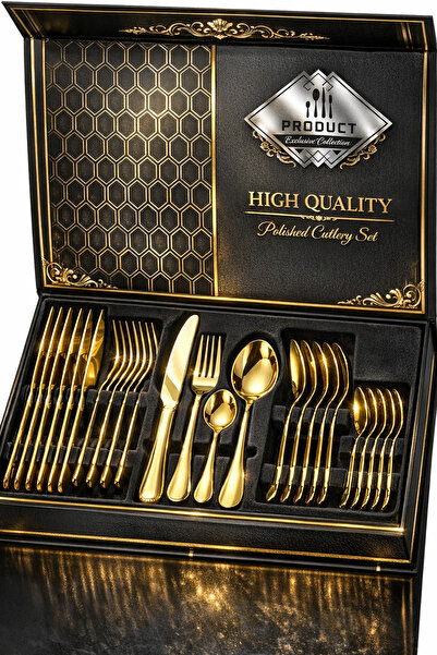 ALMUFARREJ طقم أدوات مائدة من الفولاذ المقاوم للصدأ مكون من 24 قطعة، ملعقة وش...