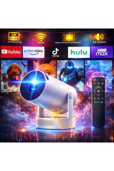 TARÇIN HY300 Pro Bataryalı Akıllı Projeksiyon Cihazı | Kablosuz Kullanım Priz...