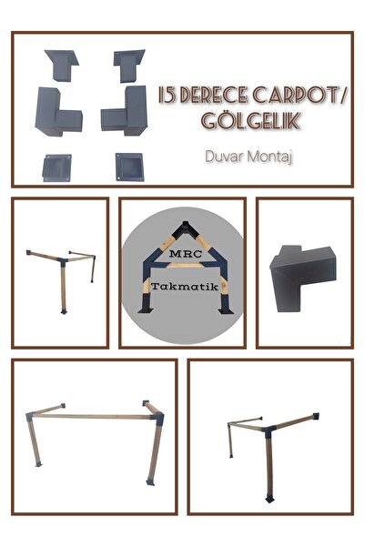 Home Mrc Takmatik Ahşap Bahçe Pergola Çardak 15° Duvar Montaj Aparatı Seti De...