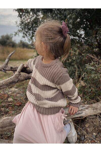 Cigit Thessaloniki Striped Knitwear Sweater 2-8 Years Old Mink