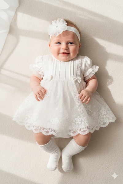 Miniday Baby Baby Girl Mevlütlük Dress Summer Bandana Lace Newborn Hospital R...