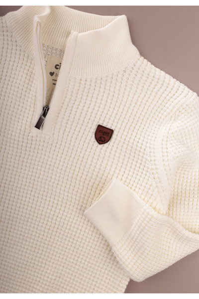 Cigit Tricotaj Selenik Pulover cu fermoar 2-11 ani Ecru