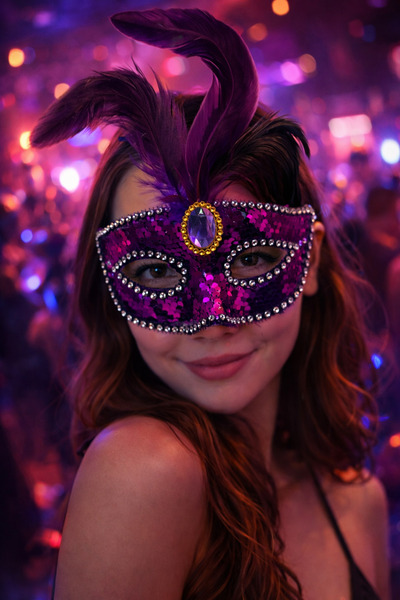 PARTİPORT PULLU TÜYLÜ FUŞYA MASKE