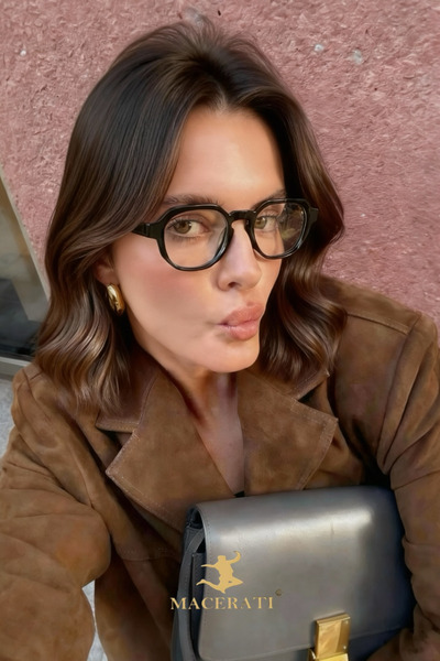 MACERATİ Formes Unisex Black Framed Women's Oval Blue Light Filtered Blue Blo...