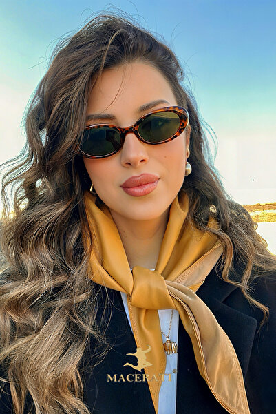 MACERATİ Cat Eye Vintage Oval Leopard Sunglasses