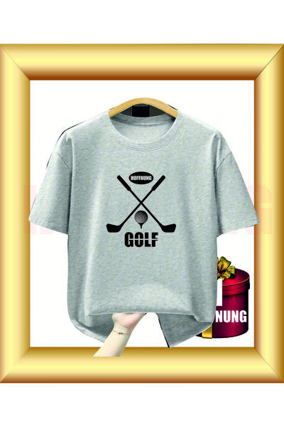 HOFFNUNG Tricou UNISEX cu mânecă scurtă, guler rotund, cu imprimeu GOLF, culo...