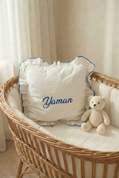Messido Kişiye Özel Nakışlı İsimli Bebek Yastığı – Fırfırlı,  25x37 cm Bebek ...