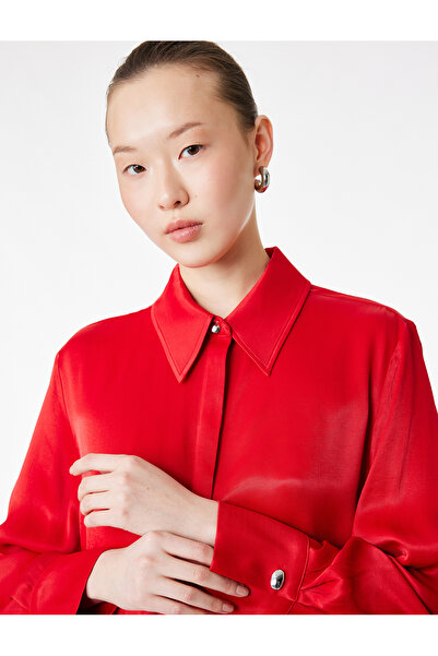 Koton Σατέν πουκάμισο με μακριά μανίκια και κανονική εφαρμογή