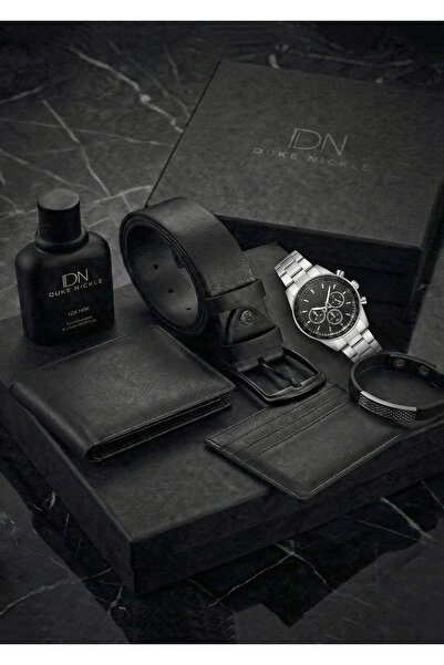 Duke Nickle Erkek Saat Takı Parfüm Kemer Kartlık Ve Cüzdan Çeyiz Seti - Hediy...