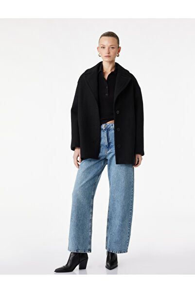 Koton Long Sleeve Pocketed Buttoned Cashmere Oversize Coat