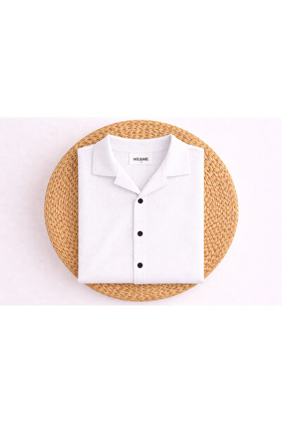 WE AND ME Men's Short Sleeve Polo Neck Buttoned Shirt Slim Fit Casual Knitwea...