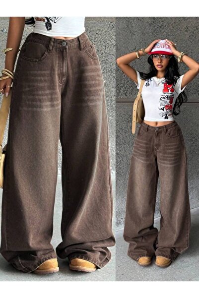 MARLİX بنطلون جينز فضفاض بجيوب وقصة واسعة