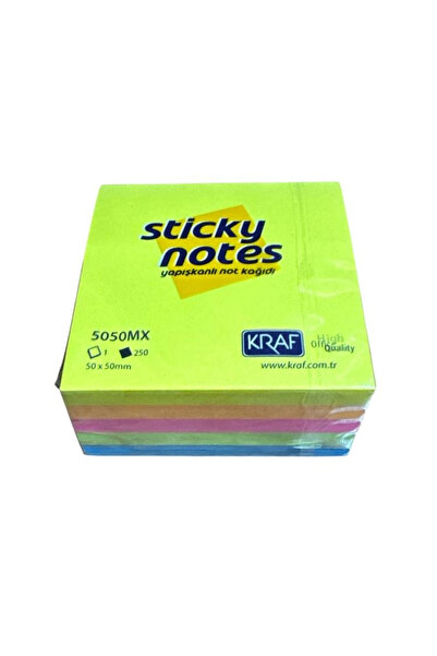 KRAF 5050MX YAPIŞKANLI NOT KAĞIDI KÜP 250YP 50x50mm MIXED (5 RENK)