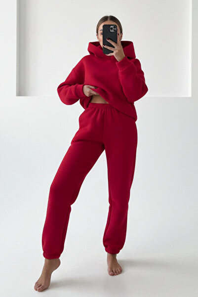 Runades طقم بدلة رياضية نسائية بقلنسوة مريحة مكونة من 3 خيوط وأرجل مطاطية - ك...