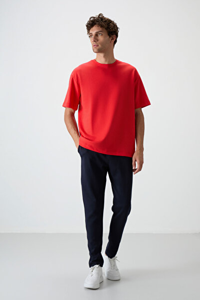 AIR JONES Fiesta - Тъмносини памучни дебели, меки текстурирани мъжки анцузи с...