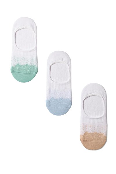 Katia&Bony Pachet de 3 șosete de balerină pentru damă, cu detalii colorate pe...